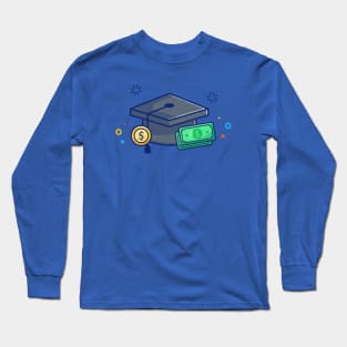 Scholarship, Graduation Cap And Money Cartoon Long Sleeve T-Shirt